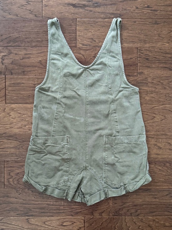 Free People Pants - Free People High Roller Cotton Shortall Romper Mosstone Olive Green Size Small